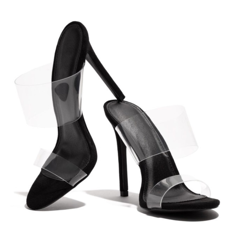 Clear strap mules